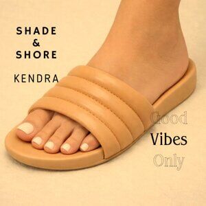 Shade & Shore Kendra Single band slide in  tan/beige size 7.